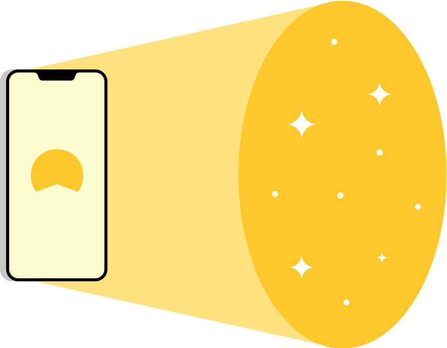 A phone with Crestwood Capital Management's logo shining light on a wall.